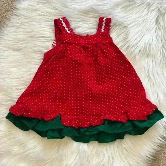Vintage Rare Too! 12 Mos Holiday Corduroy Candy Cane Jumper Dress - Picture 6 of 6